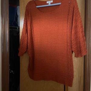 2X orange knit top